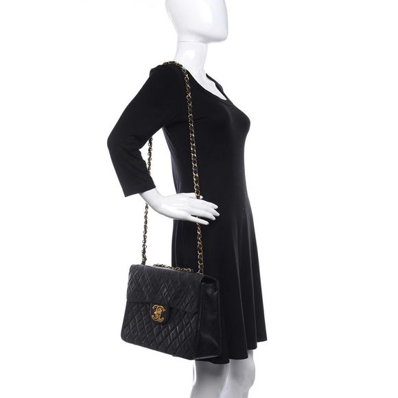 ❌❌ CHANEL Maxi Jumbo 34 Quilted Matelasse XL Lambskin vintage Crossbody flap Bag - Picture 5 of 16